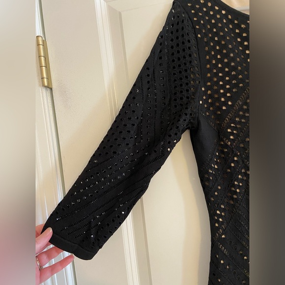 NWOT calvin klein womens size medium black mesh dress with nude underlay - Picture 5 of 6